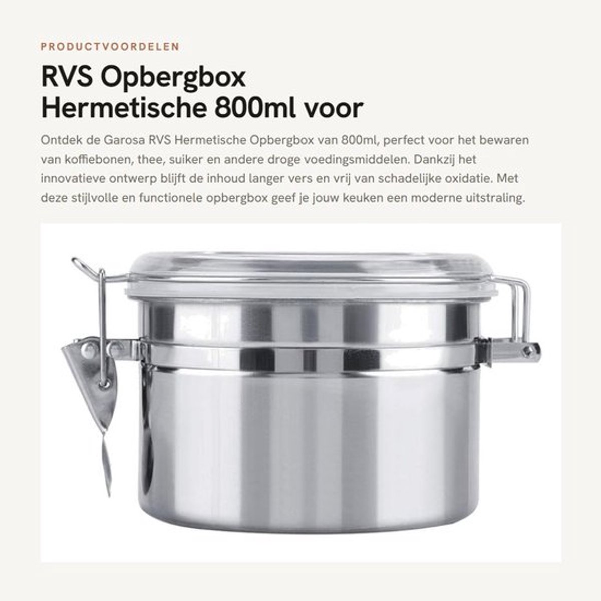 Opslagbox 800ml - Luchtdichte Voedselcontainer - Transparant Deksel met Slot - Keukenaccessoire - Versheid Behouden - Hoogwaardig Roestvrij Staal