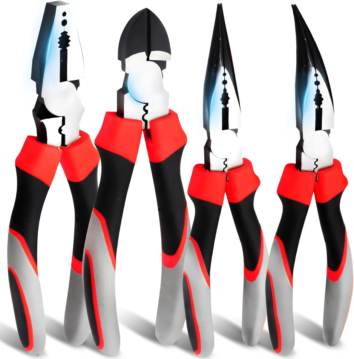 Pliers Set 4-delig - Puntentang, Zijkniptang, Rechte en Gebogen Tang - Voor knippen en vasthouden - ShopVlot