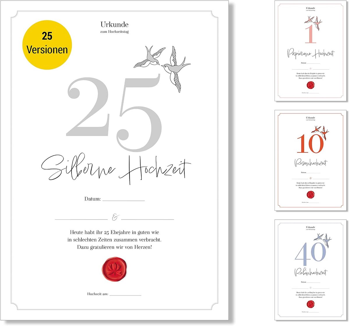 Huwelijksverjaardag kaart - klassiek - 25 jaar - 100% gerecycled papier - ShopVlot