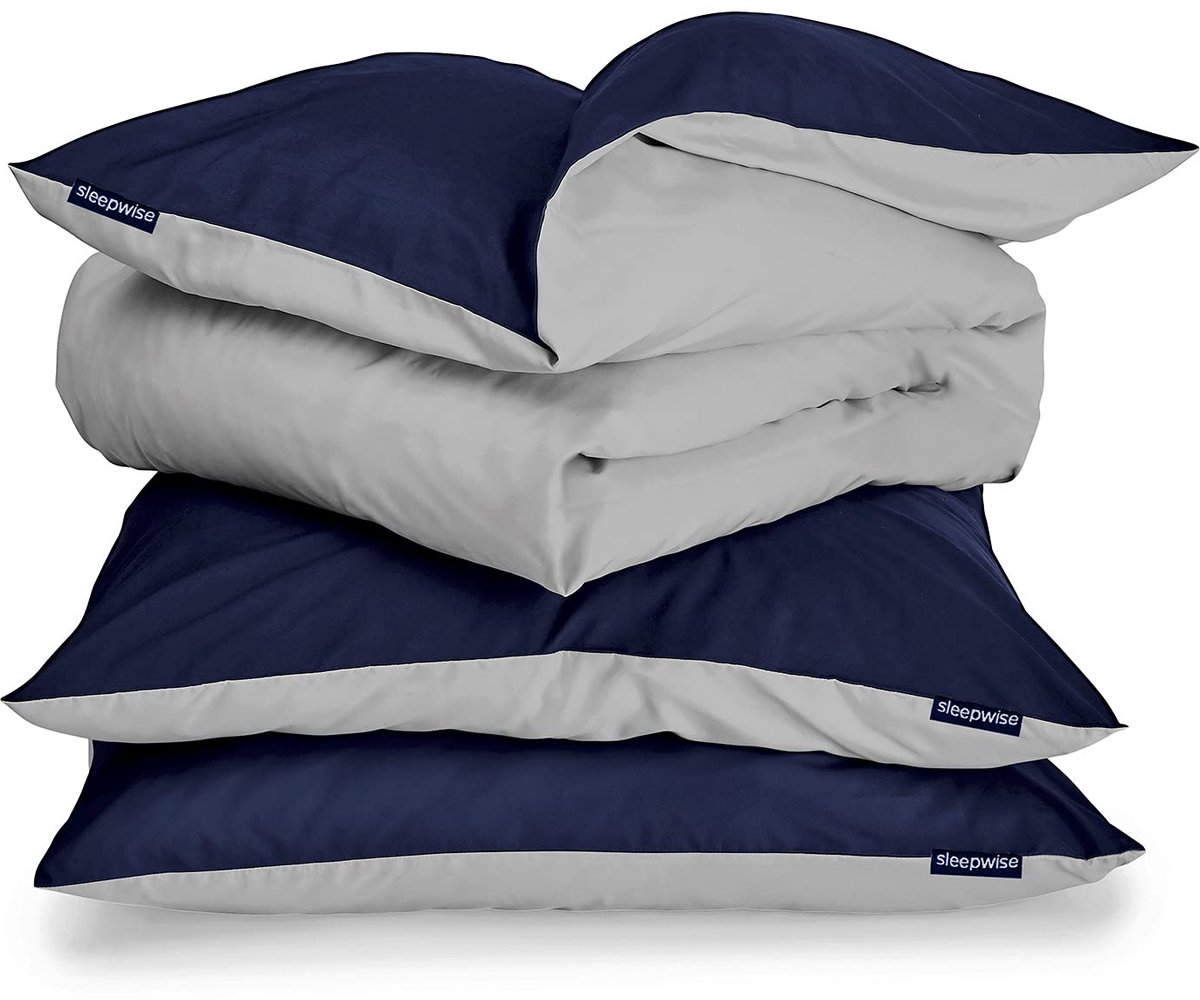 Beddengoed 200 x 200 cm - Soft Wonder - Blue Ocean/Light Grey - Luxe slaapervaring - ShopVlot