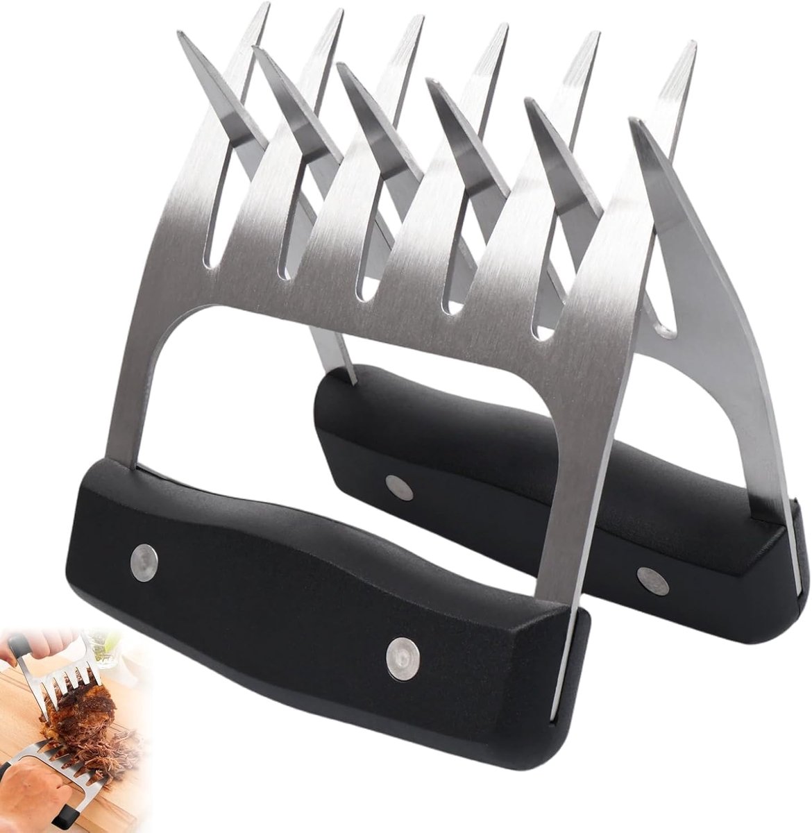 Pulled Pork vleesklauwen - roestvrij staal 2CR13 - 6 tanden - ideaal voor BBQ en grill - ShopVlot