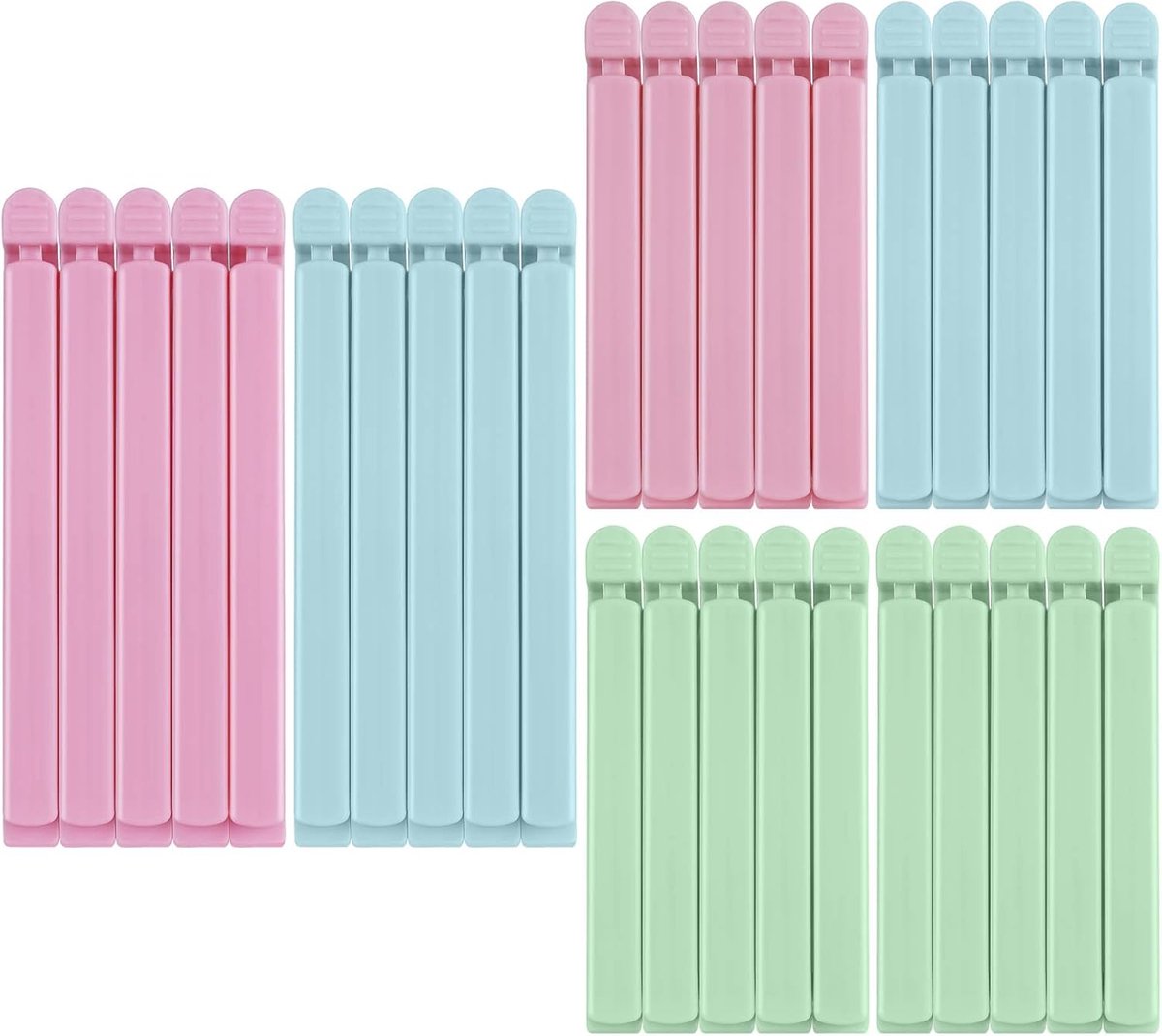 Tweezers Plastic Food Bags 30 Stuks - Herbruikbare Clips 5.9 inch en 4.72 inch - 3 Kleuren - Voor het Sealen van Snacks - ShopVlot