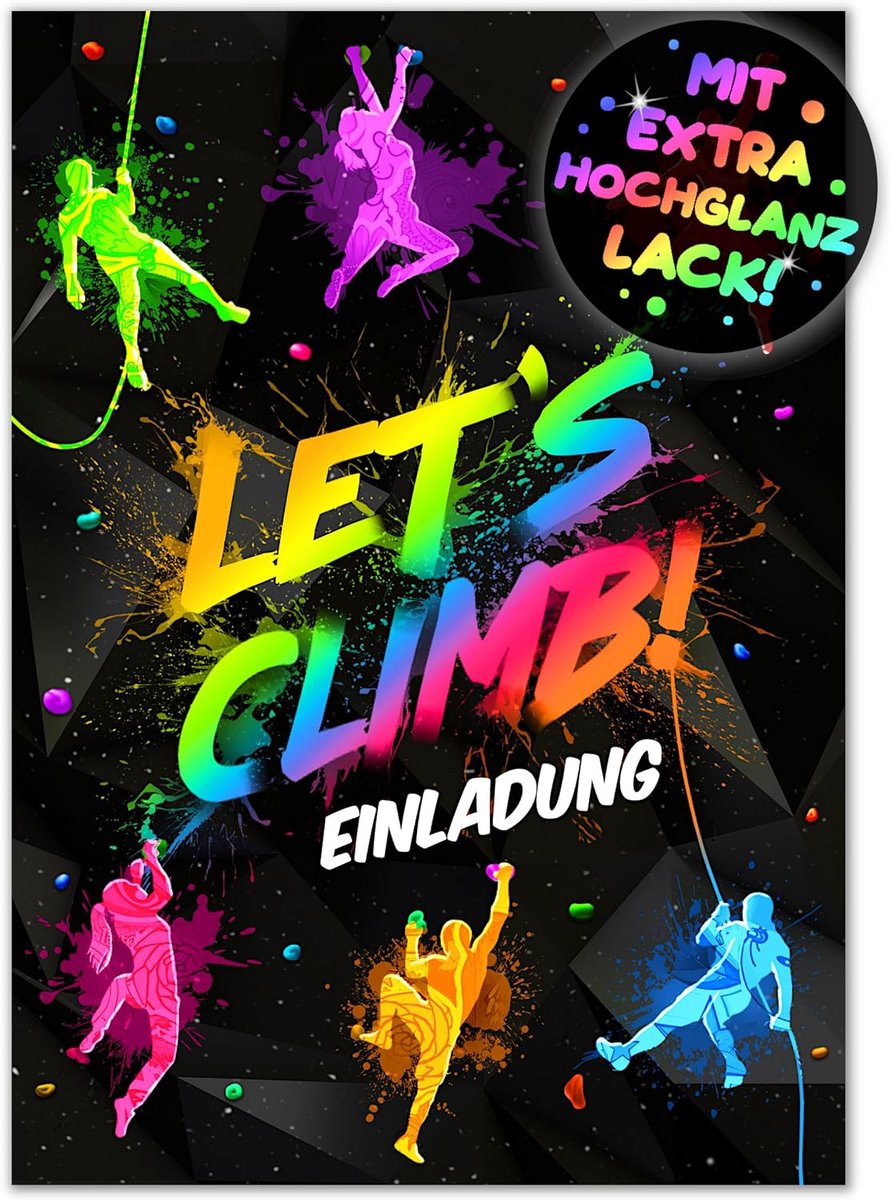 Uitnodigingskaarten klimmen - 12 stuks - Boulderen thema - Perfect voor kinderfeestjes - ShopVlot