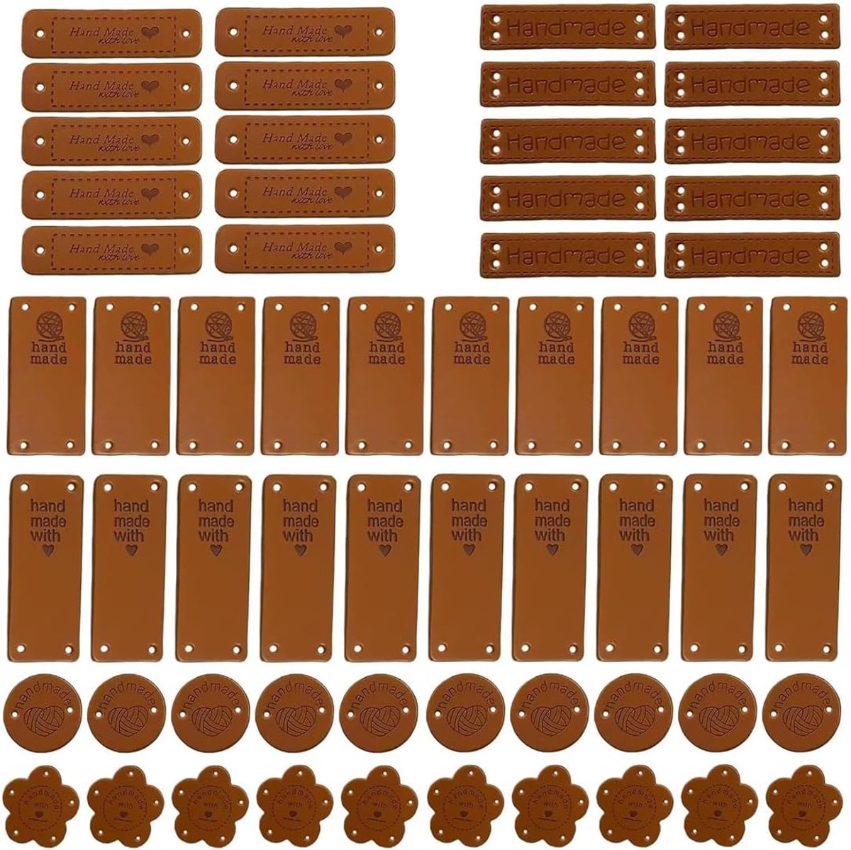Handgemaakte Labels voor Stikken - PU Leer - 60 Stuks - Perfect voor Kenmerken van Kleding - ShopVlot