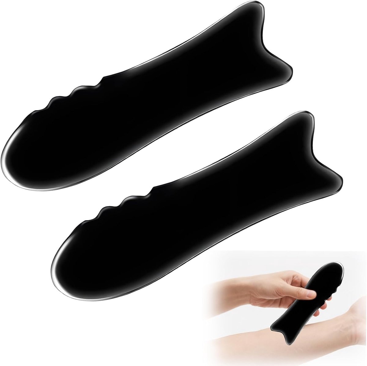 Set van 2 schraapstenen - buffelhoorn - gezichtsmassage - huidversteviging - ShopVlot