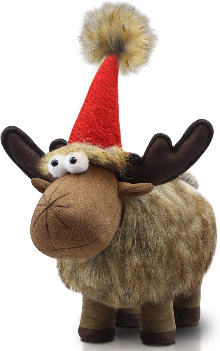Pluche kerstdeer gnome 26cm - handgemaakt - schattige kerstdecoratie - perfect voor feestdagen - ShopVlot