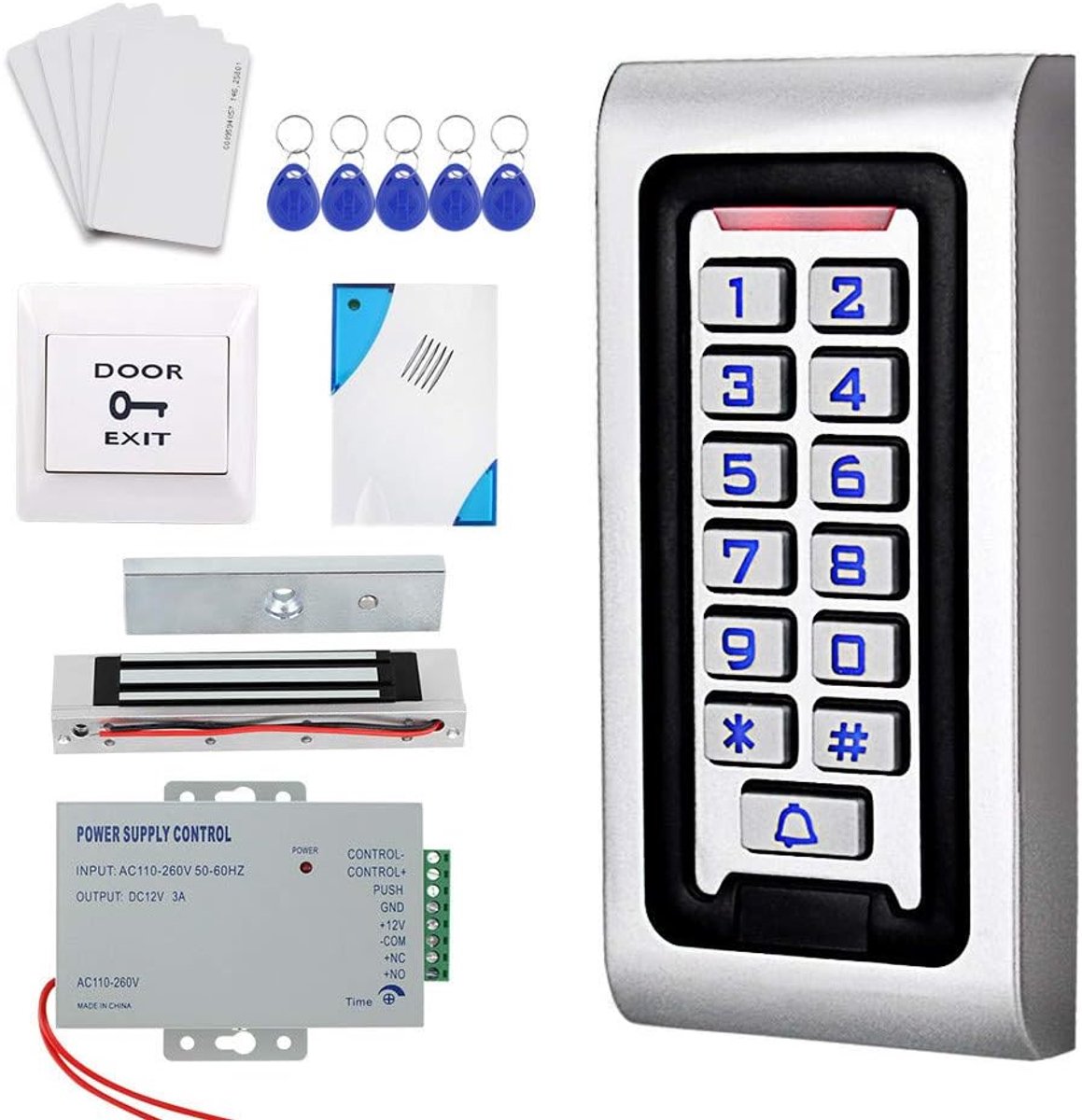 Toegangscontrolesysteem met 125kHz RFID toetsenbord - IP68 waterdicht - complete kit voor installatie - ShopVlot