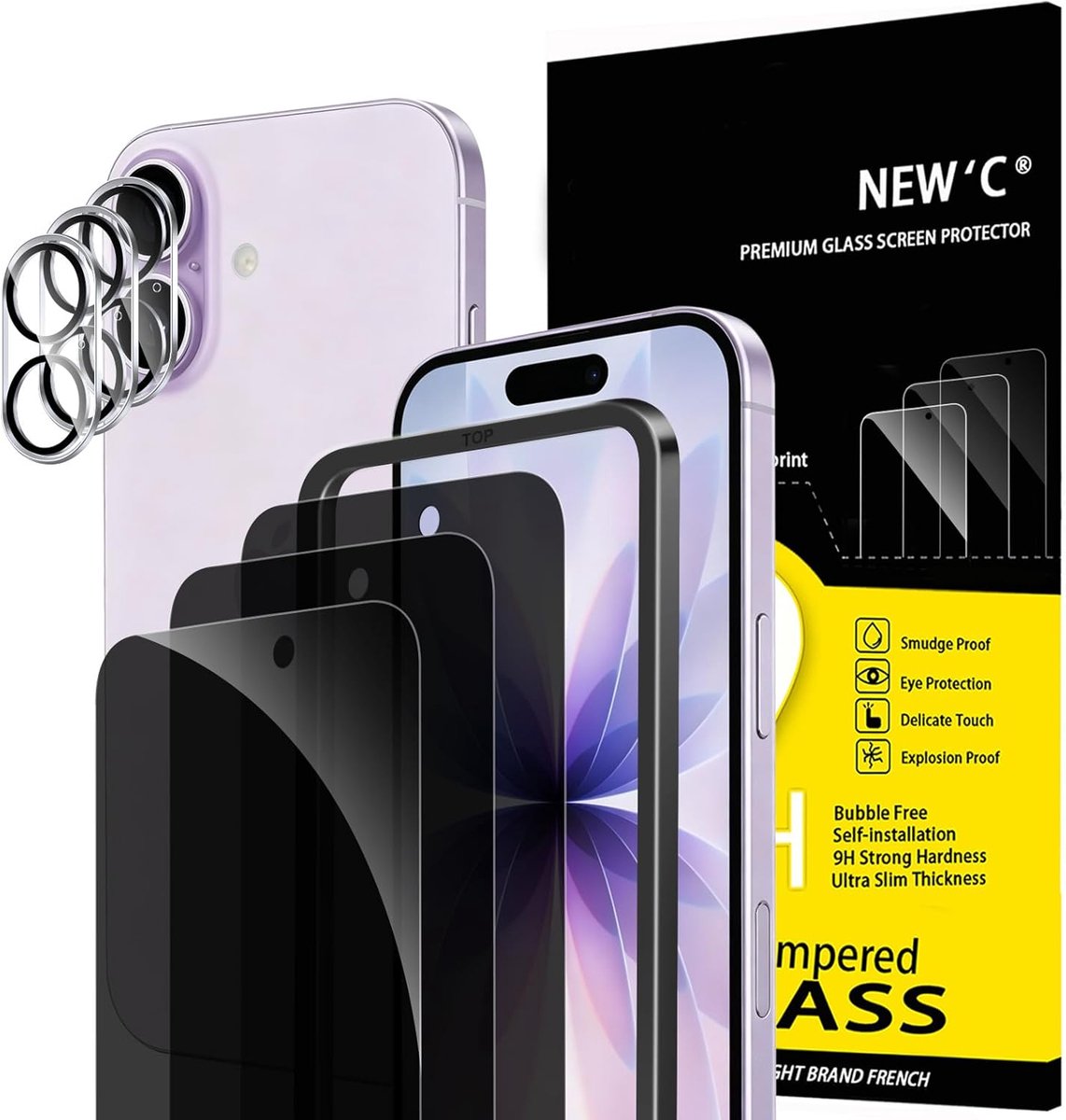 Privacy Screen Protector voor iPhone 17 (6,3 inch) - Gehard Glas - 28 Graden Privacyhoek - Dubbele Bescherming - ShopVlot