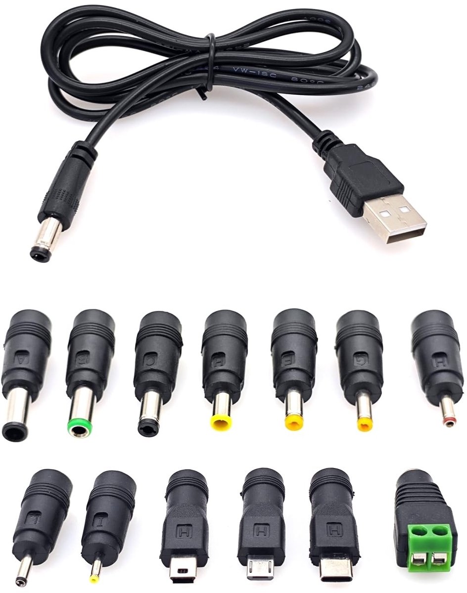 Solidchoice - 13-in-1 USB naar DC Voedingskabel voor Diverse Apparaten