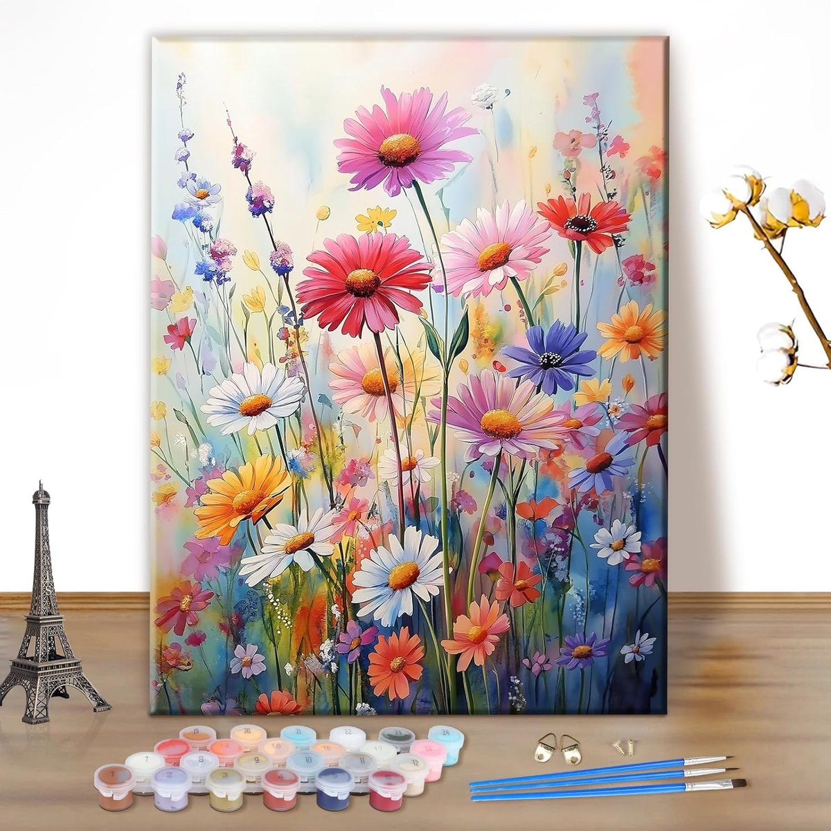 Paint by number inflorescence flower 30x40cm - DIY canvas schilderkit - inclusief acrylverf en penselen - ShopVlot