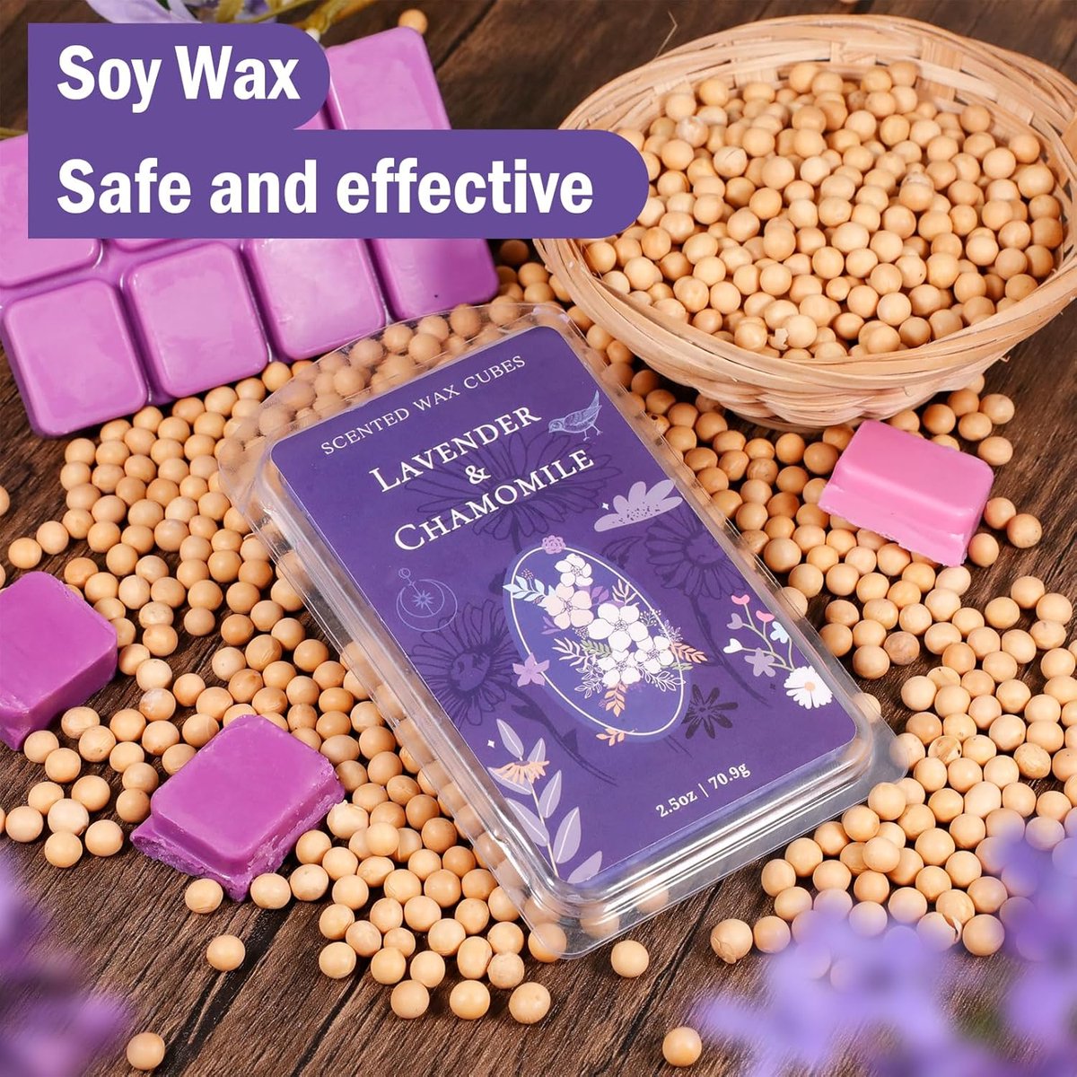 Geurende wax fondanten 8 stuks - geurige sojawas blokken - lavendel, salie, gardenia en sandelhout - ShopVlot