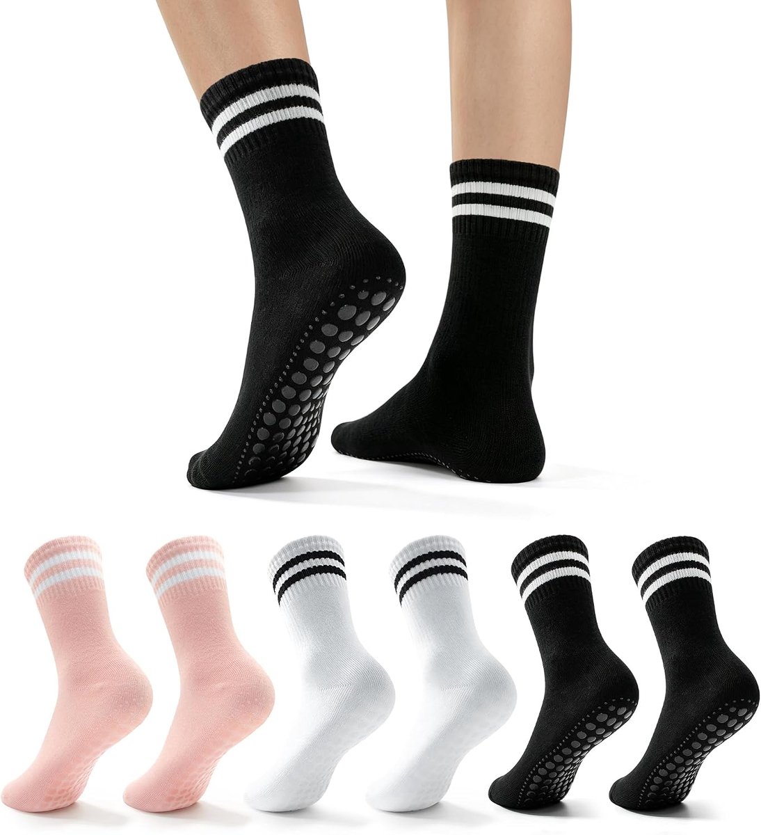 Pilatessokken dames 36-41 - katoen - antislip - ideaal voor yoga - ShopVlot