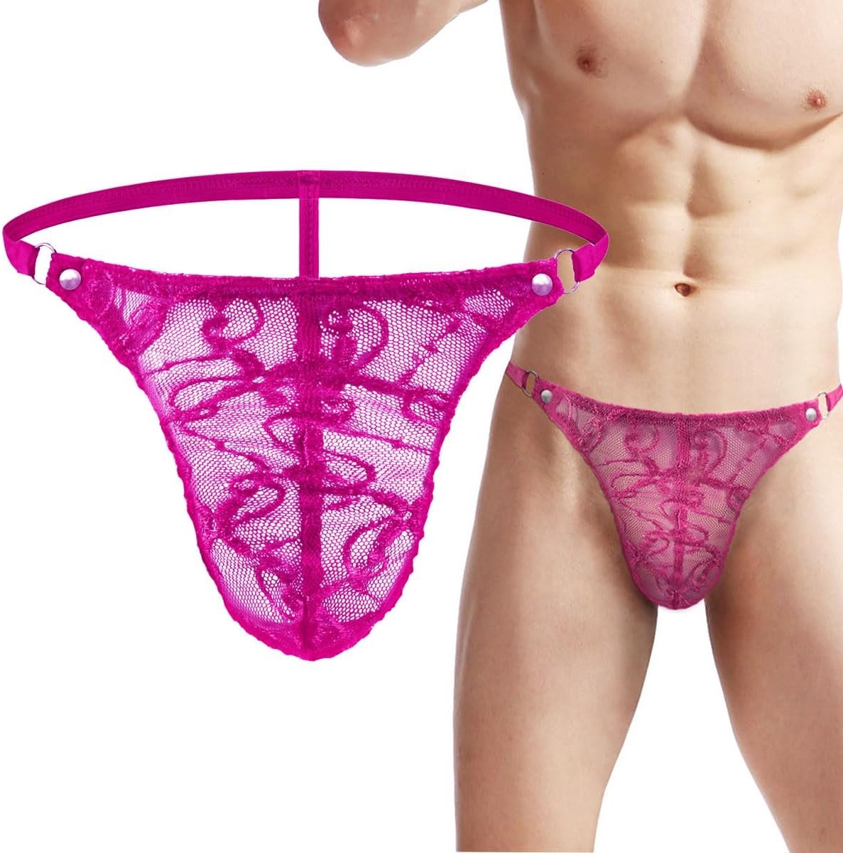 String ondergoed heren - rozenrode kant - sexy en ademend - perfect voor speciale gelegenheden - ShopVlot