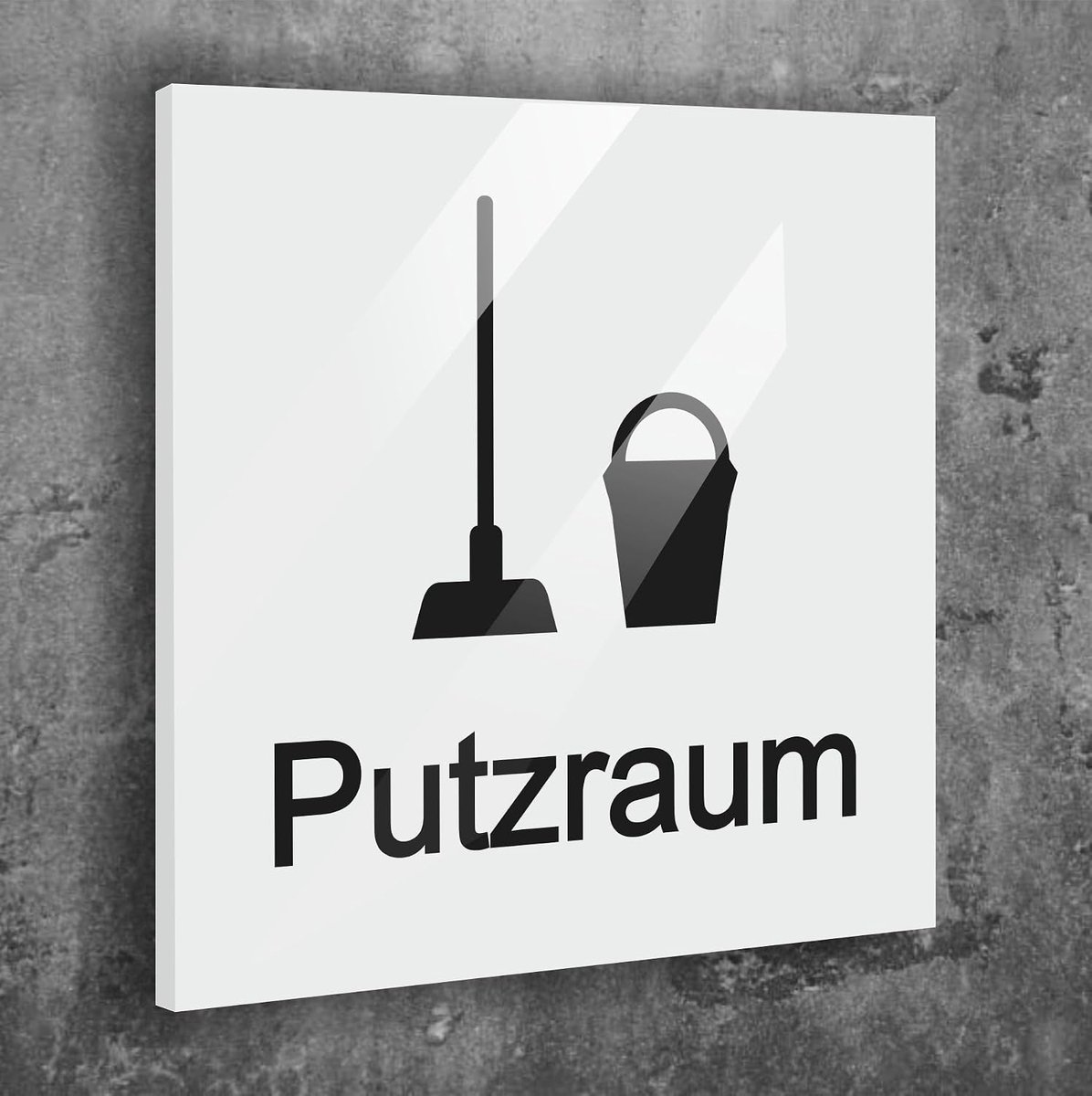 Deurbord schoonmaakruimte 12 x 12 cm - mat wit - zelfklevend aluminium - weerbestendig en krasbestendig - ShopVlot