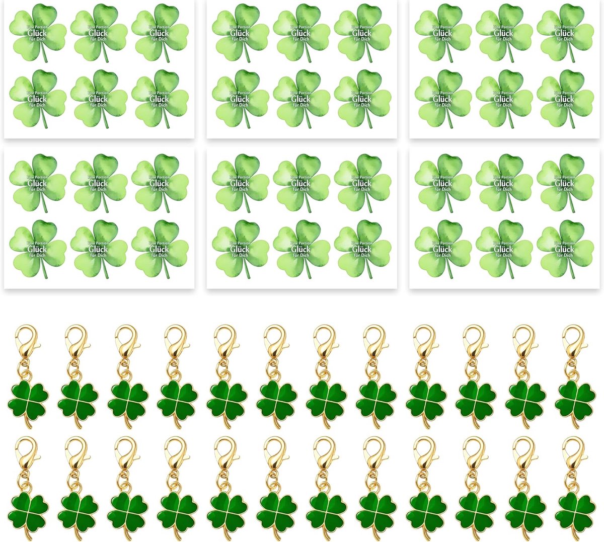 Geluksbrenger-hangers 24 stuks - mini-klaverbladpatroon - voor doe-het-zelf knutselwerk - perfect voor decoraties - ShopVlot