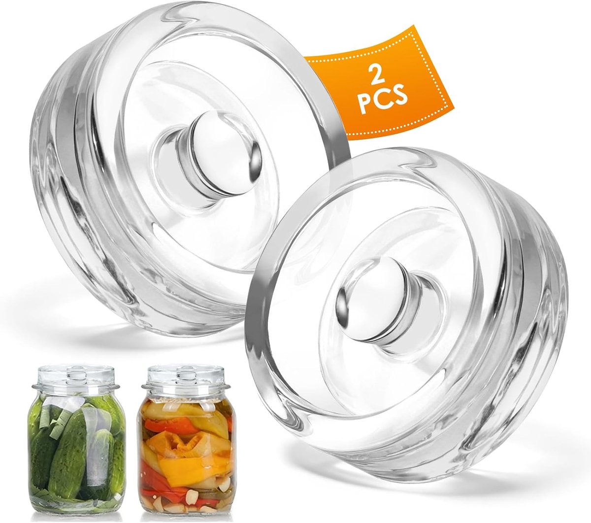 Fermentatiegewichten 7 cm - Glasgewichten voor fermentatie - Voor sauerkraut en kimchi - Set van 2 - ShopVlot