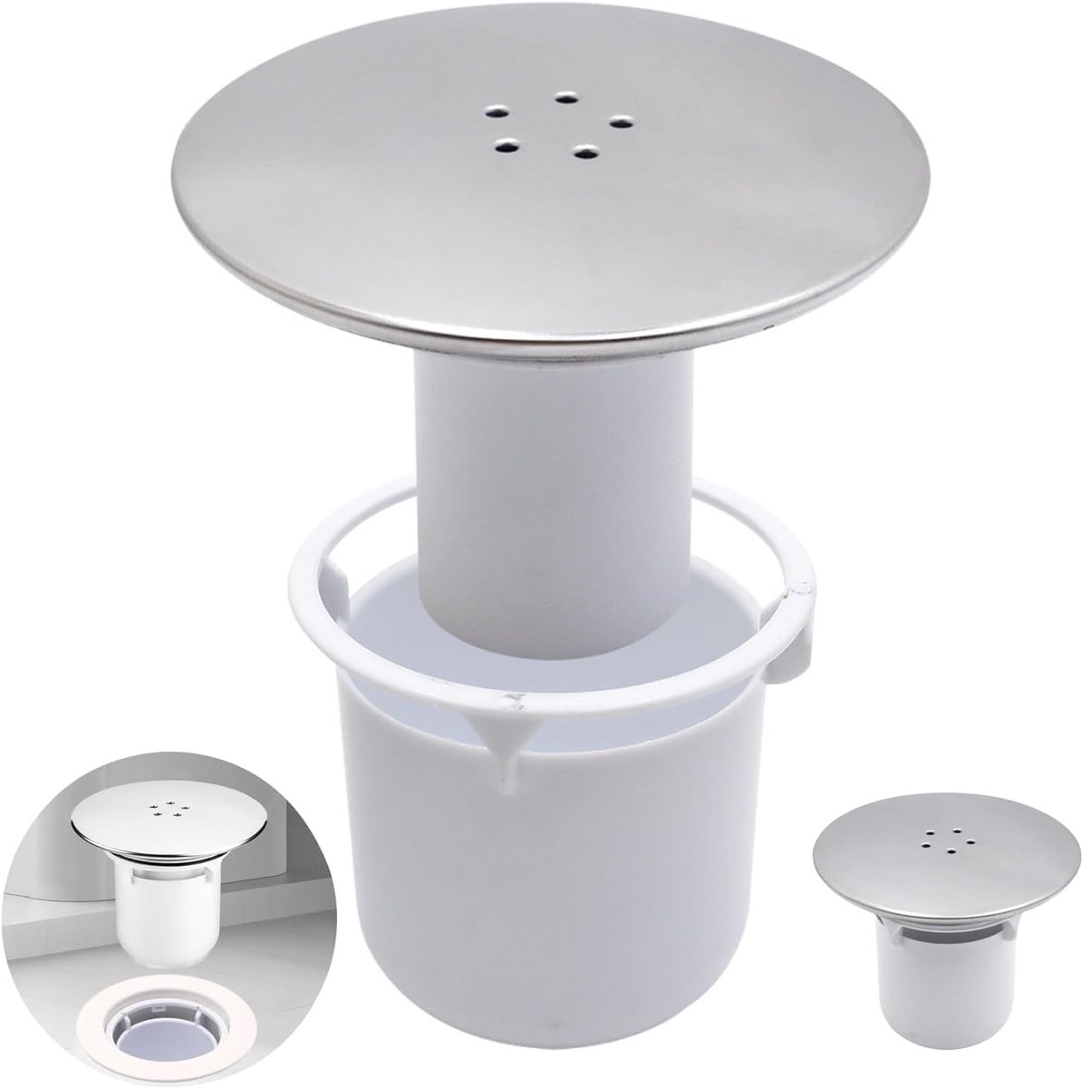 Doucheputdeksel 90mm/115mm - Chroom Gecoat Kunststof - Met Mandje - Geschikt voor Standaard Douchebakken - ShopVlot