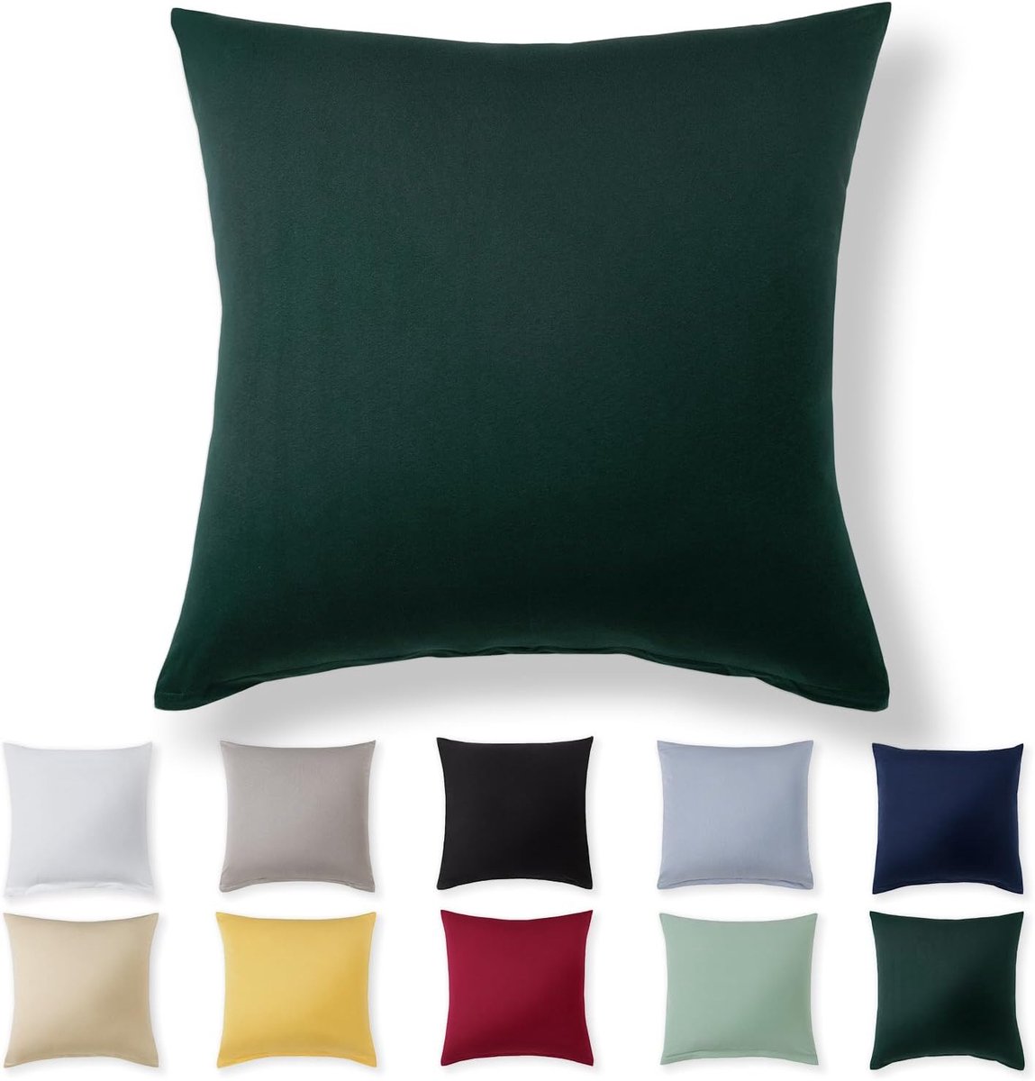 Kussenhoes 40 x 40 cm - Bosgroen - 100% Jersey Katoen - Superzachte kussensloop met rits - ShopVlot