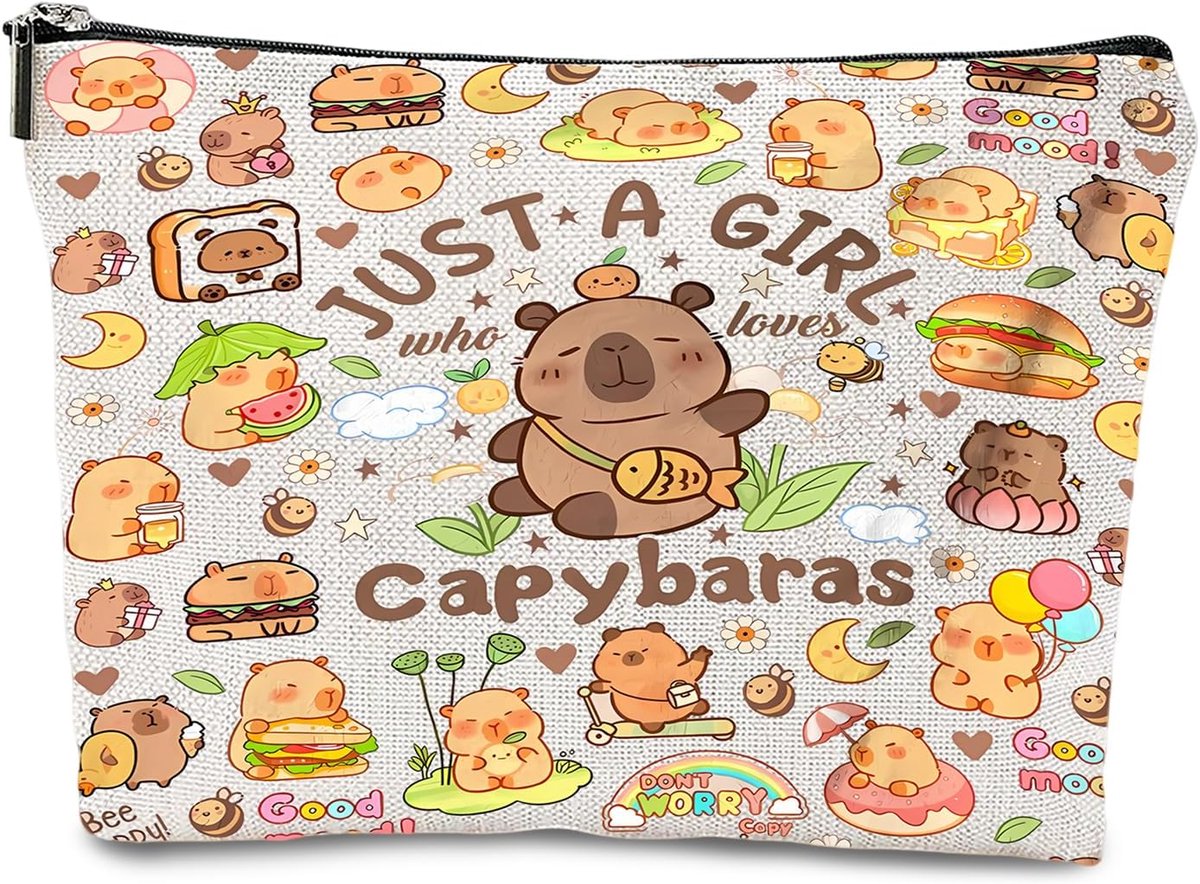 Make-up tas capybara - dubbelzijdig 3D-geprint - duurzaam en eenvoudig schoon te maken - ideaal voor dagelijks gebruik - ShopVlot