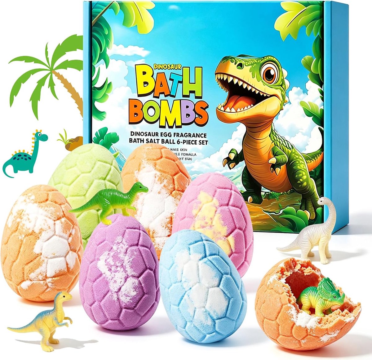 6 stuks badbommen voor kinderen - dinosauruseieren - met verrassing - leuk badplezier - ShopVlot