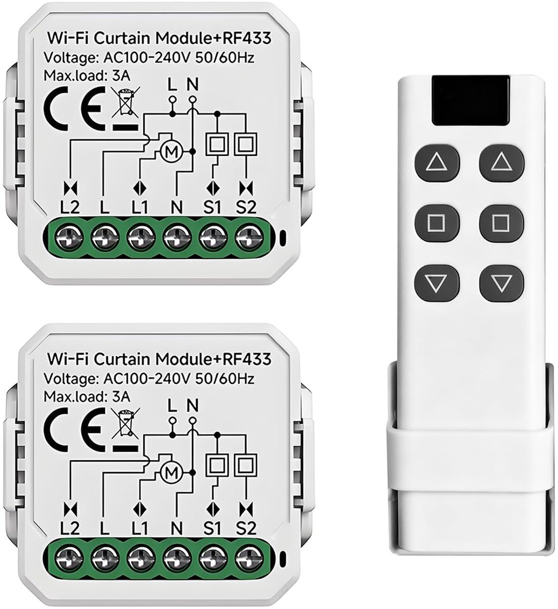 Rolluikenschakelaar 240 V - Intelligente schakelaar met spraakbesturing - 2 modules voor elektrische gordijnen - ShopVlot