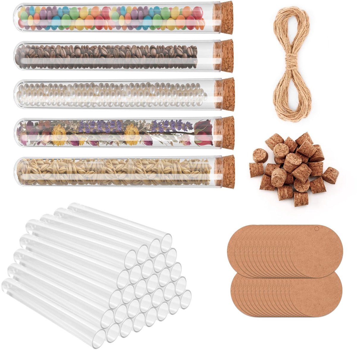 Solidchoice - Set van 30 Plastic Proefbuizen met Kurken