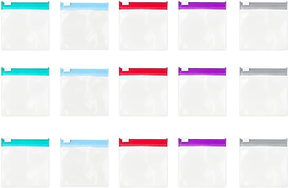 Zakjes met ritssluiting 7,5 x 7,5 cm - mini plastic zakjes in 5 kleuren - ideaal voor sieraden en munten - ShopVlot