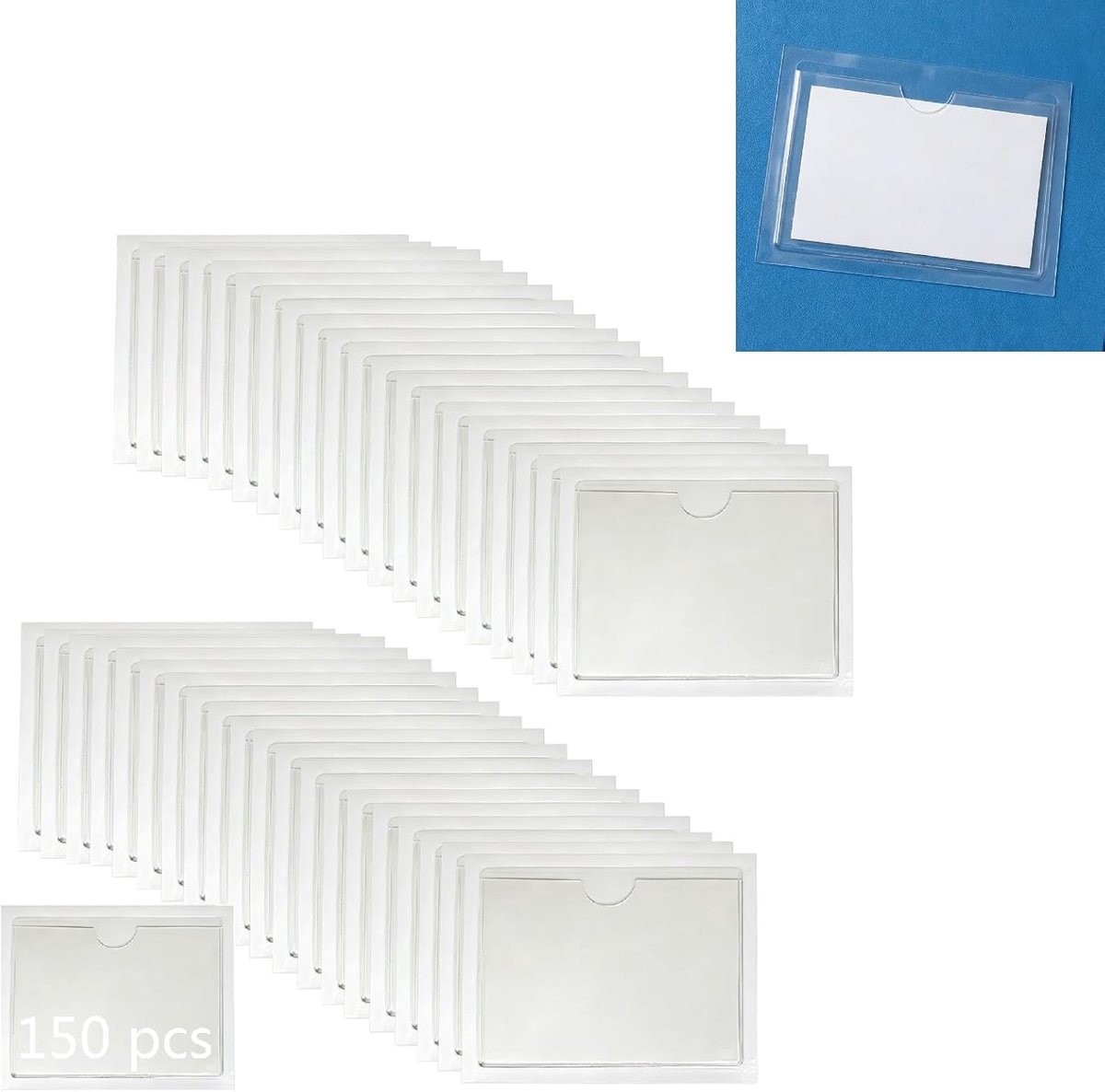 Etikettenhouders 10 x 6 cm - zelfklevend - transparant - ideaal voor kantoor en school - ShopVlot