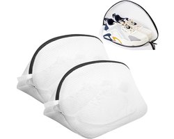 Wasnet voor schoenen, 2-delige mesh tas met rits, 40 x 25 x 25 cm, ideaal voor sneakers en sokken, wasmachine bestendig, beschermt tijdens het wassen