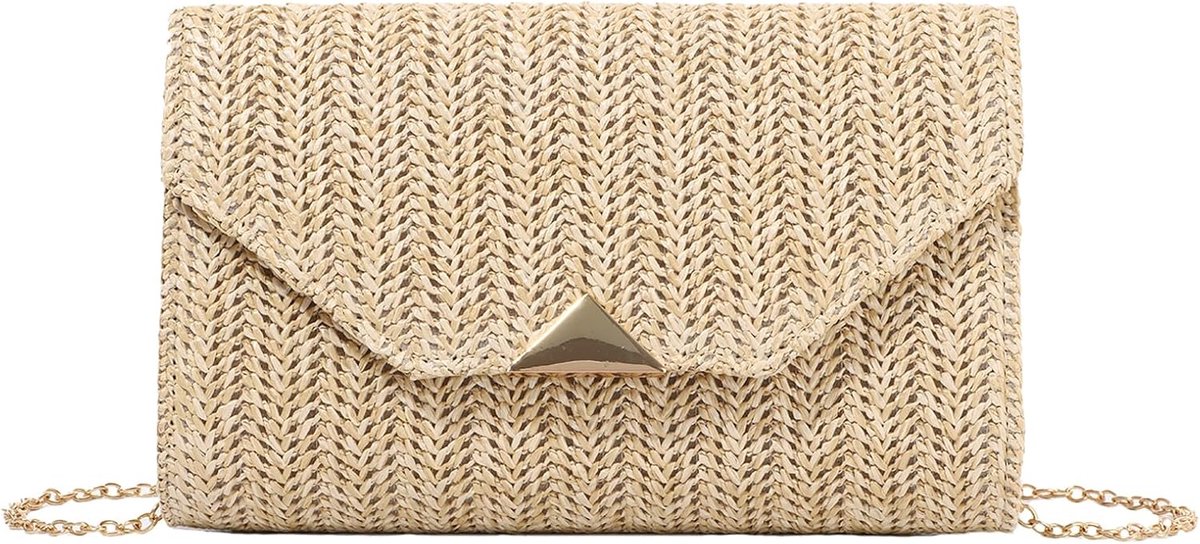 Dames Stro Clutch Portemonnee - Geweven Strandtas - Perfect voor Feestjes en Reizen - ShopVlot