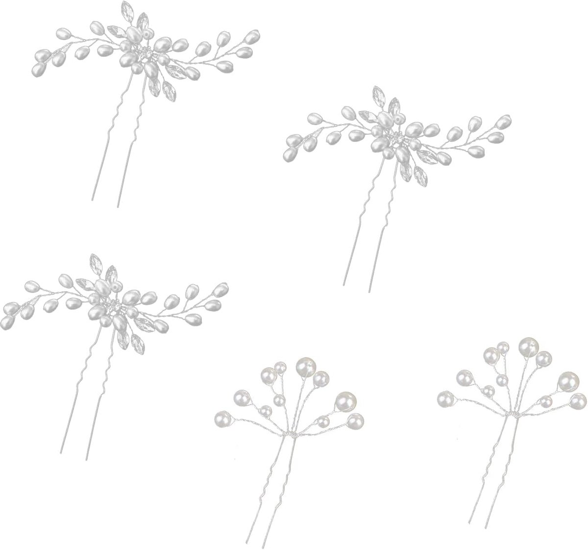 Bruids haarspelden set - 3 stuks met 2 hoofddeksels - handgemaakte parels en rhinestones - ShopVlot