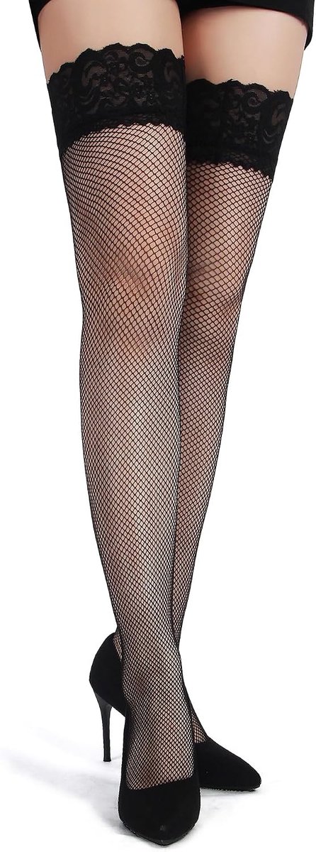 Visnetkousen plus size - Transparant met siliconen band - Sexy en comfortabel - Perfect voor een verleidelijke look - ShopVlot