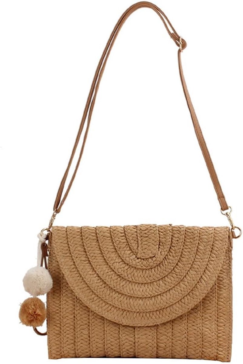Strandtas dames - stro clutch - envelop tas - boho stijl voor vakantie - ShopVlot