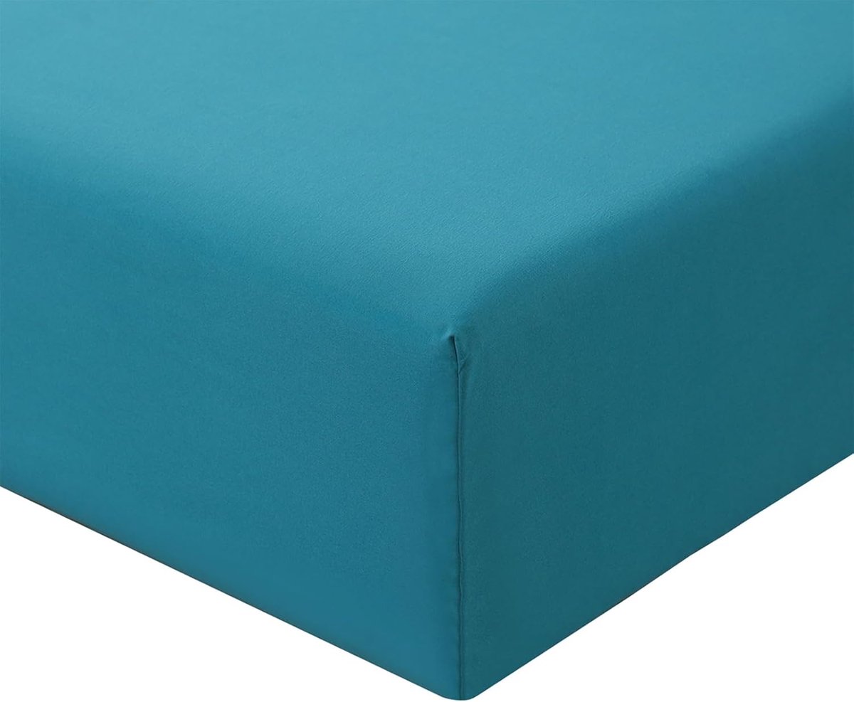 Hoeslaken 90x200cm - Turquoise Microvezel - Geschikt voor Matras tot 25cm - Zacht en Aademend - ShopVlot