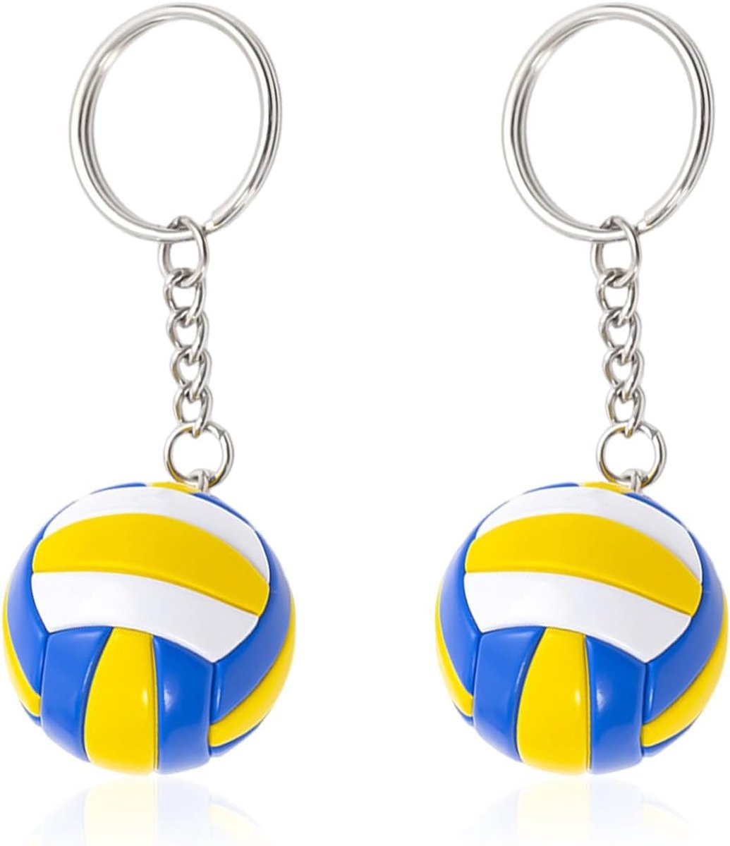 Volleyball Sleutelhangers Set van 2 - Geel, Wit, Blauw - Modern Ontwerp - Perfect als Sport Souvenir - ShopVlot
