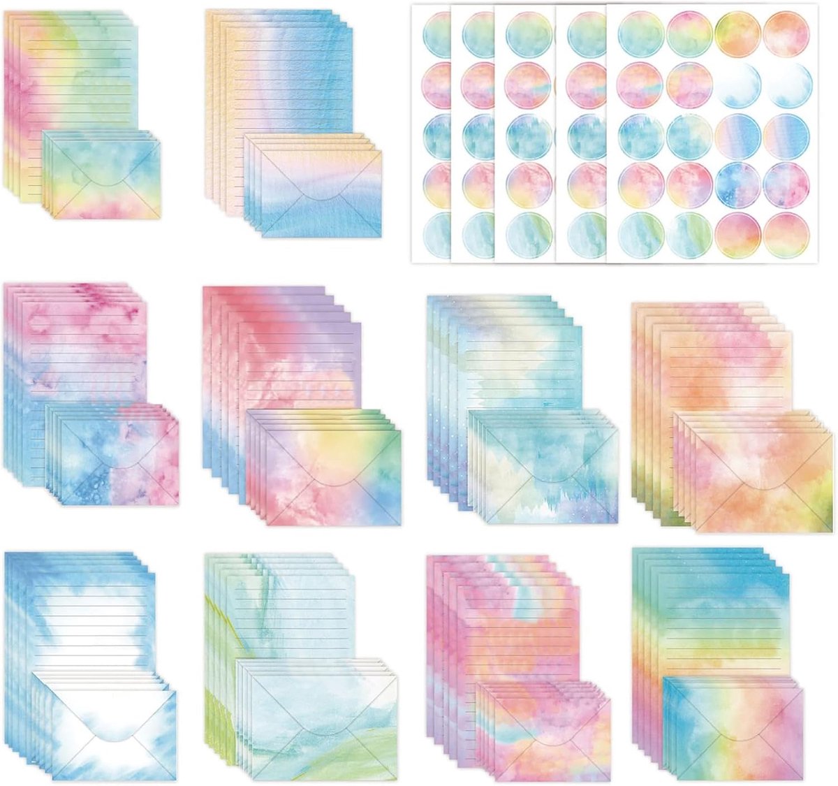 Watercolor stationery set 160 stuks - pastel kleur - inclusief enveloppen - perfect voor persoonlijke berichten - ShopVlot