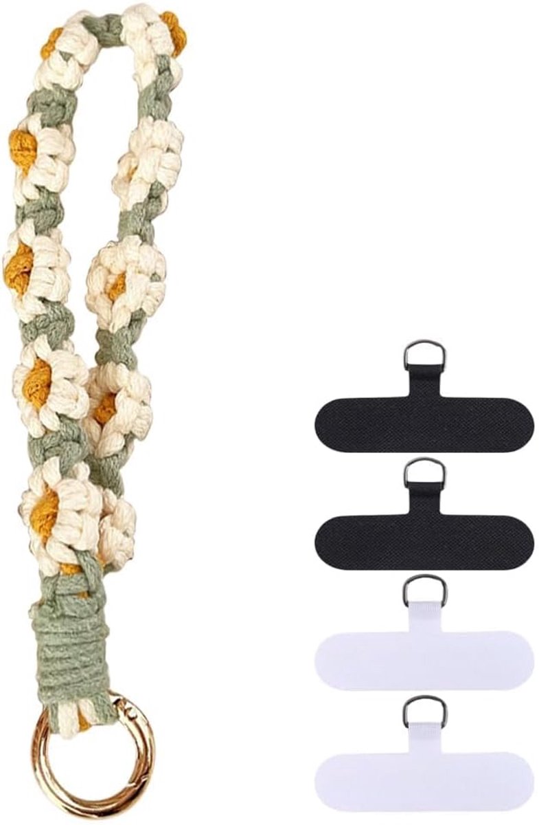 Mobiele telefoon ketting bloemen ontwerp - kleurrijke telefoon strap - modieuze telefoon lanyard - voor polsdecoratie - ShopVlot