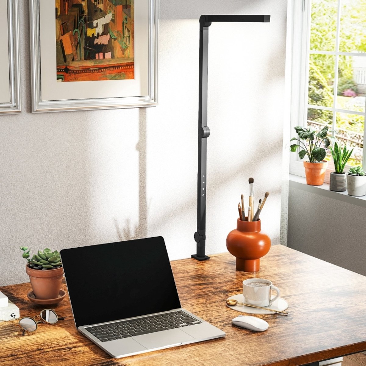 Klemlamp Dimbaar 121,5 Cm Aluminium Zwart Voor Bureau Met 96 Ledlampen En Verstelbare Arm Voor Gerichte Werkverlichting