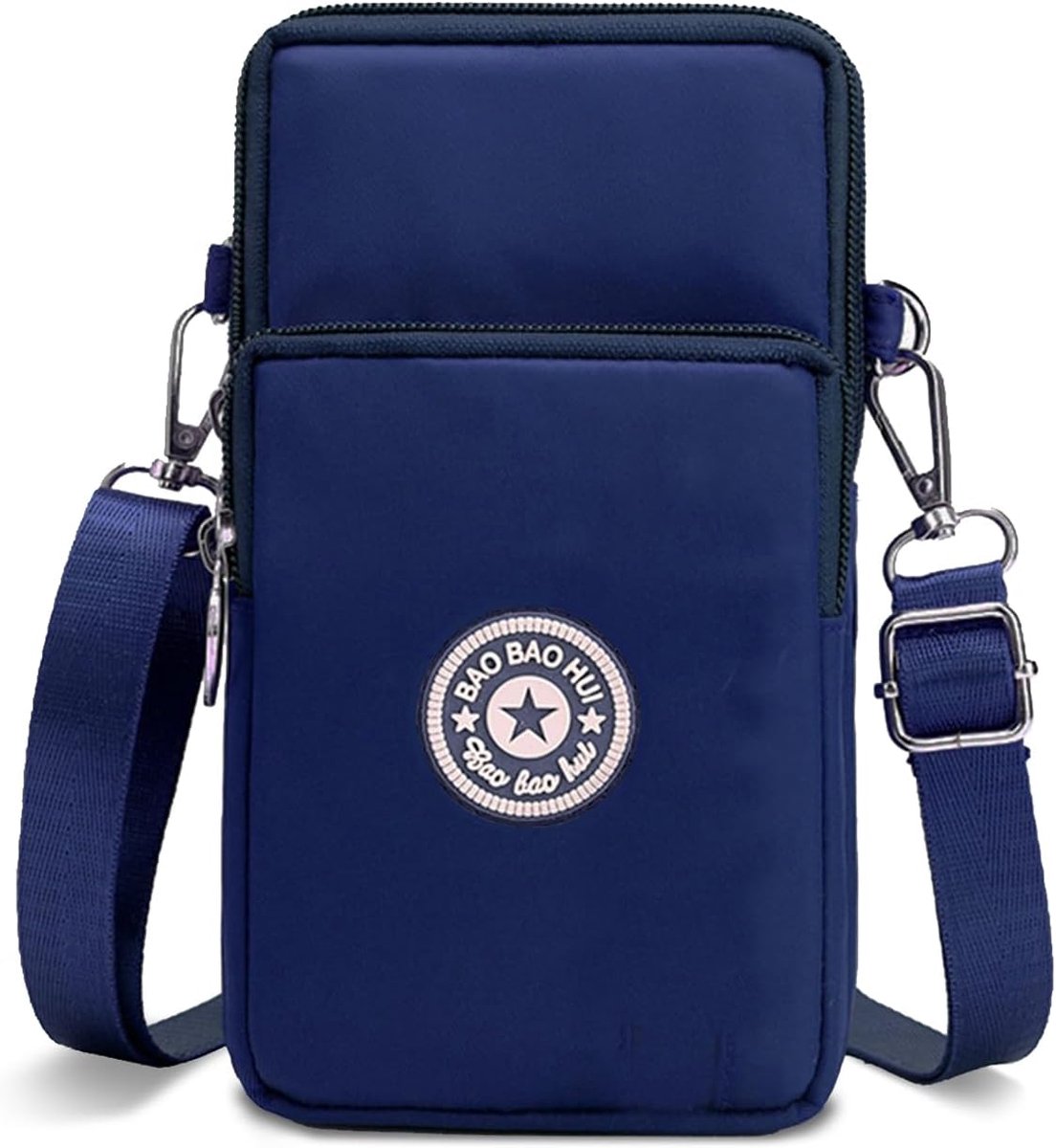 Crossbody telefoon tas - mini - nylon - diepblauw - ideaal voor onderweg - ShopVlot