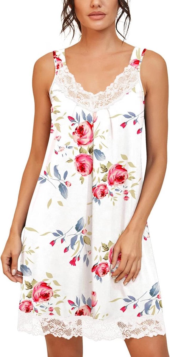 Nachtjurk dames - losse pasvorm - kant - comfortabele slaapkleding - ShopVlot
