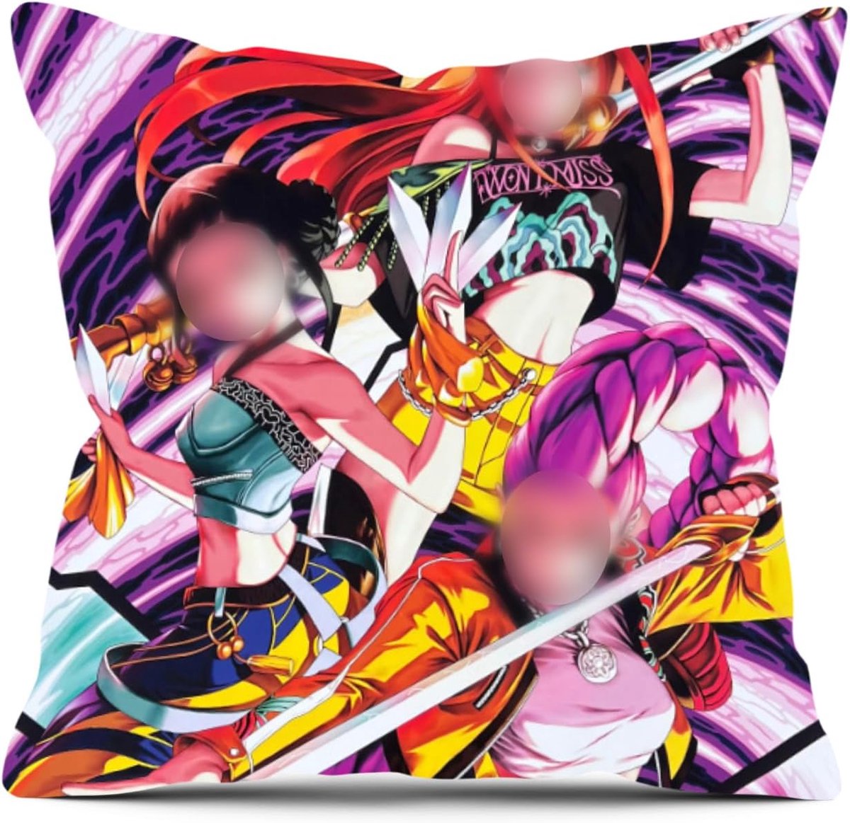 Kussensloop 45x45 cm - Linnen Sierkussenhoes - Cartoon Anime Kawaii Design - Perfect voor bankdecoratie - ShopVlot