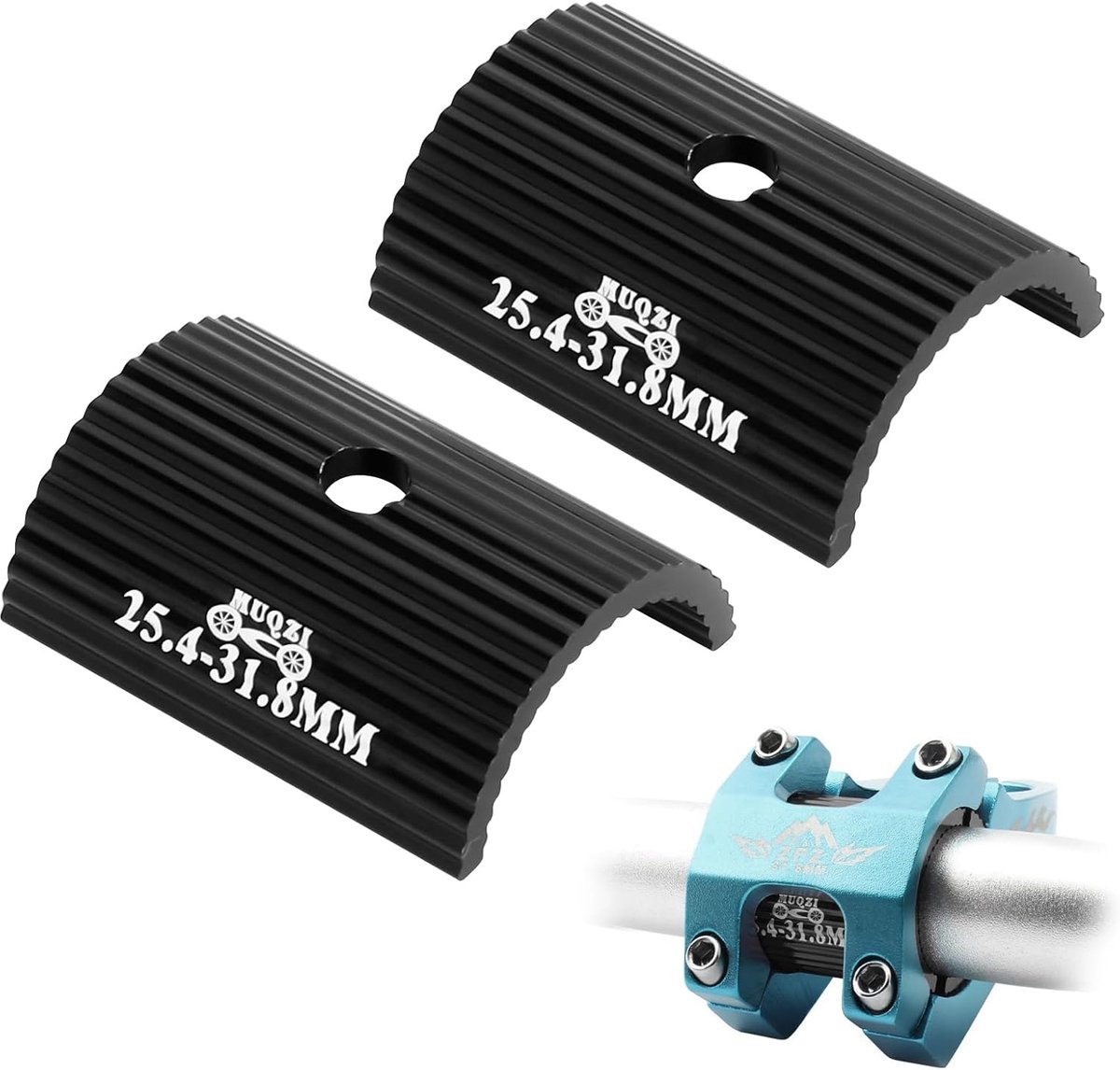 Fietsstuuradapter 25,4 naar 31,8 mm - Aluminium - Zwart - Geschikt voor MTB en racefiets - ShopVlot