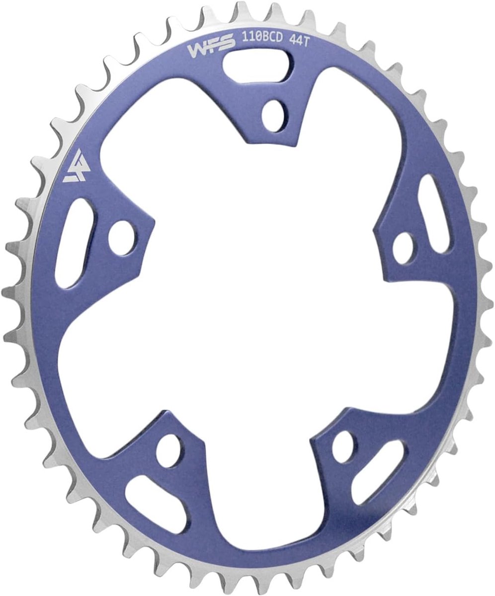 WFS Pulsar Chainring 44T 1/8" 110mm BCD 5 Arm Hole Old School BMX Single Speed Fixie, Grey Blue, WFS3078-BO - ShopVlot