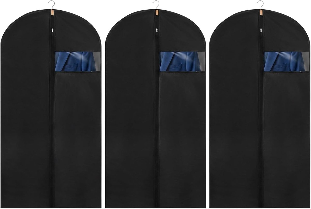 3 stuks kledingzakken 120 x 60 cm met ritssluiting, opbergtas - ShopVlot