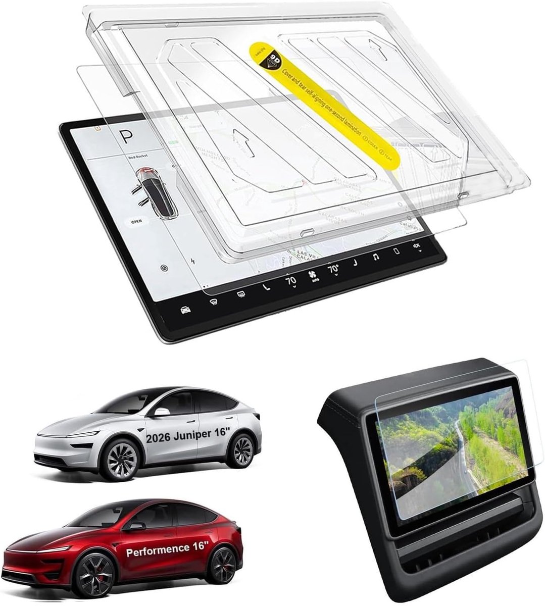 Displaybeschermfolie 16 inch, mat, compatibel met Tesla Model Y Juniper, performance-glasbeschermfolie, 9H gehard glas - ShopVlot