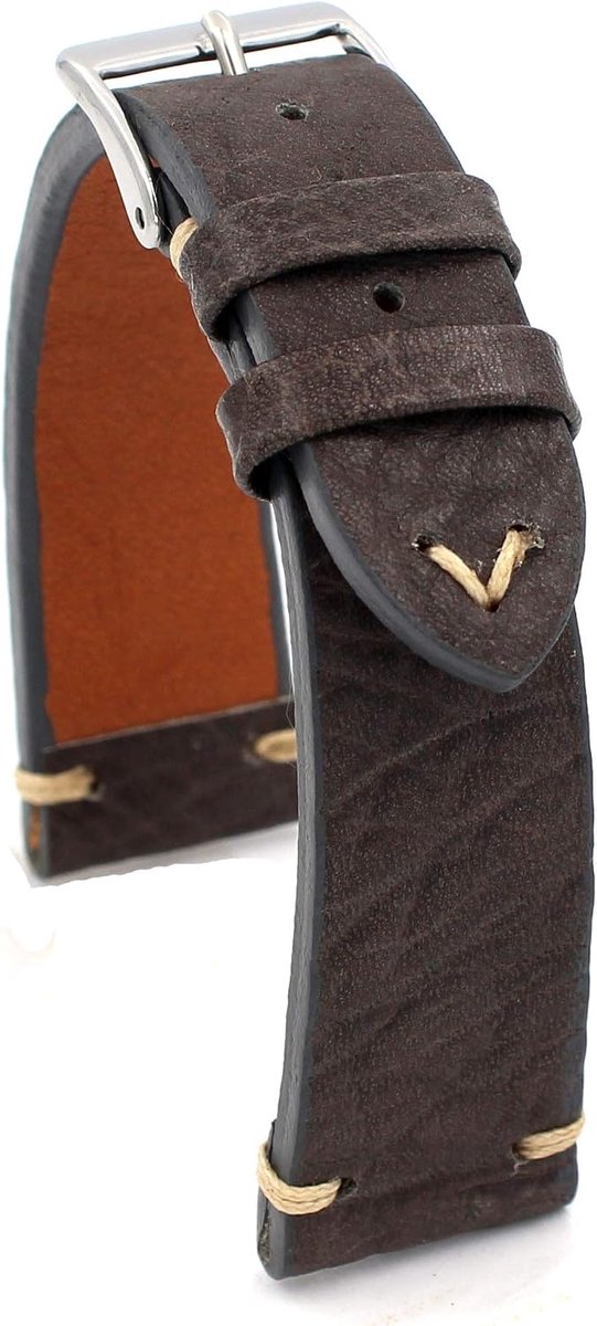 Sulla Record Vintage Cowhide Leather Watch Strap Handmade in Germany 22mm Grey, Grey, Vintage - ShopVlot