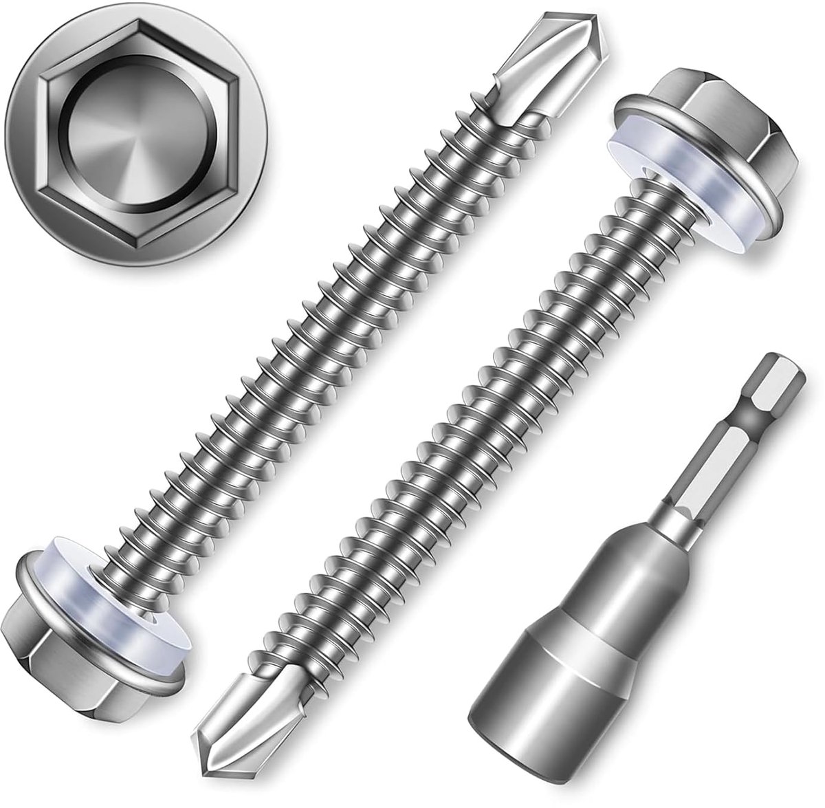 Dayalo 20pcs M6.3x80mm Self Tapping Screws Stainless Steel Sheet Sanding Trapezoidal Sheet Screws with Sealing Disc - ShopVlot