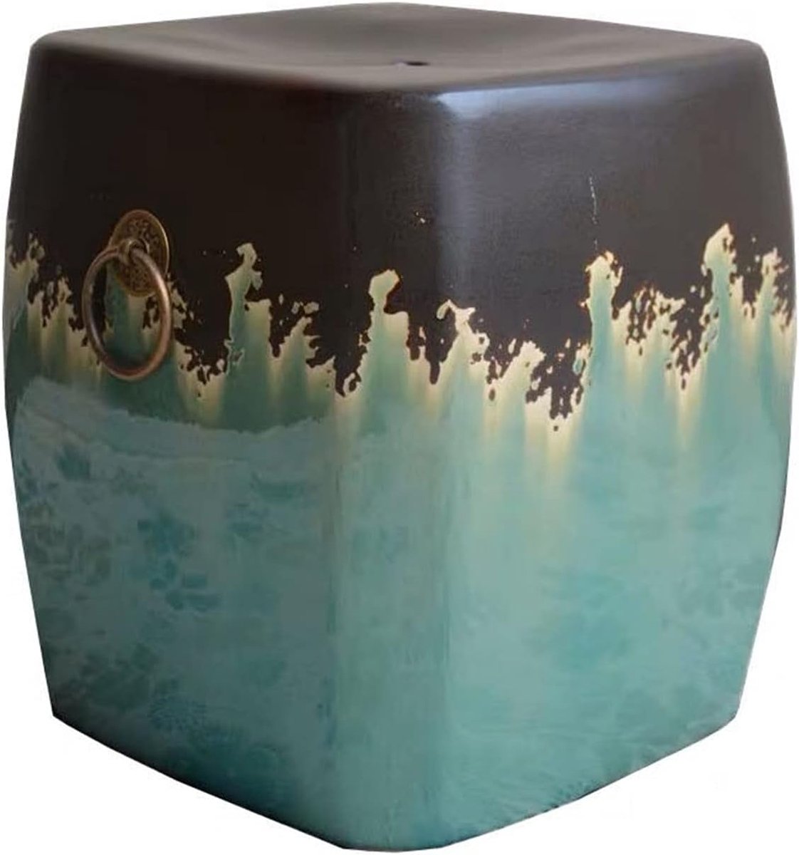 Ceramic Drum Stool, Square Stool for Shoe Stool, Decorative Ornaments, Retro Embroidered Pier Stool (Color : Green) - ShopVlot