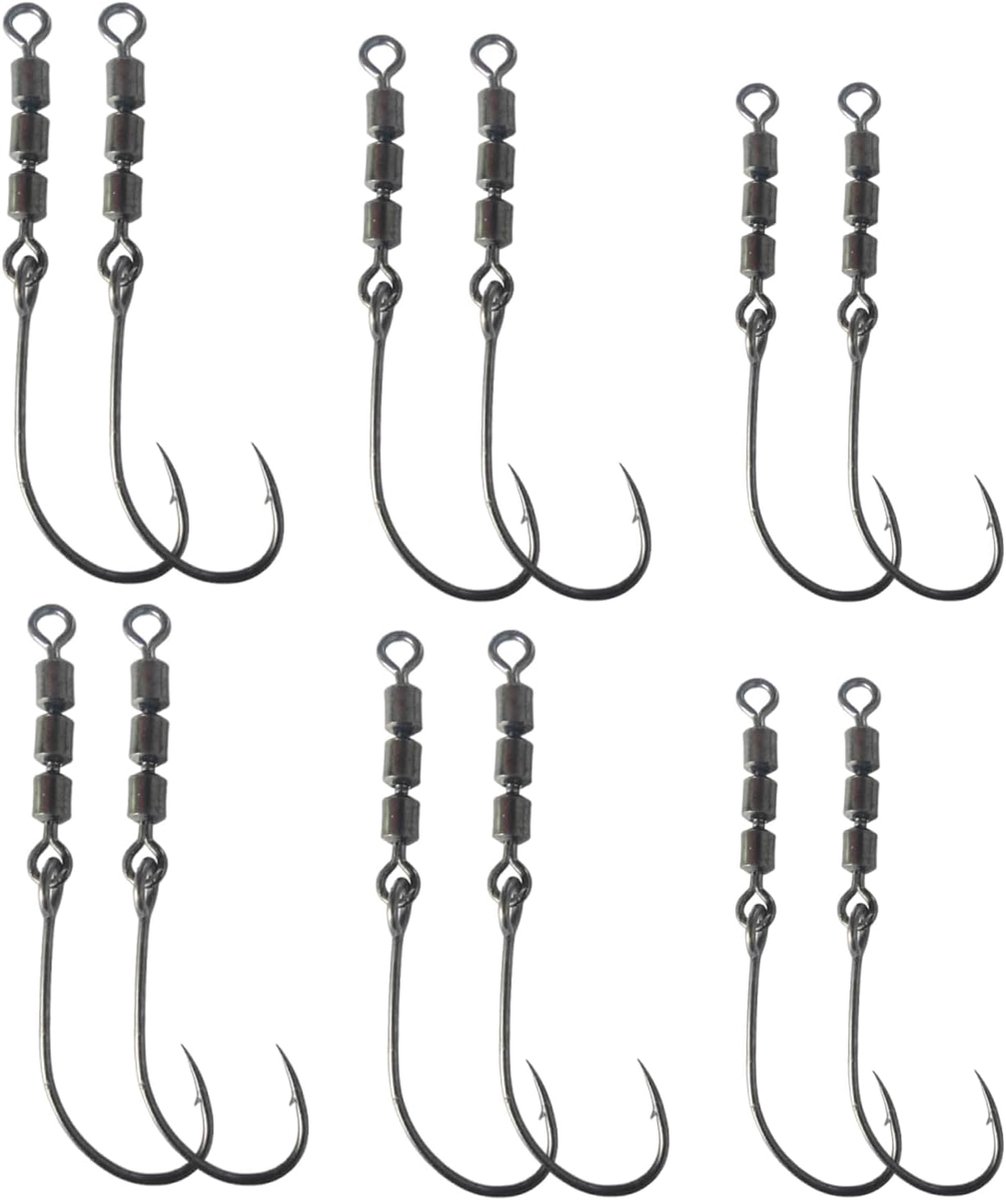 12pcs Vertebra Fishing Hooks, Rotate Fishing Hooks, Trout Rotor Hooks, Fishing Swirl, Perfect for Sea Fishing and - ShopVlot