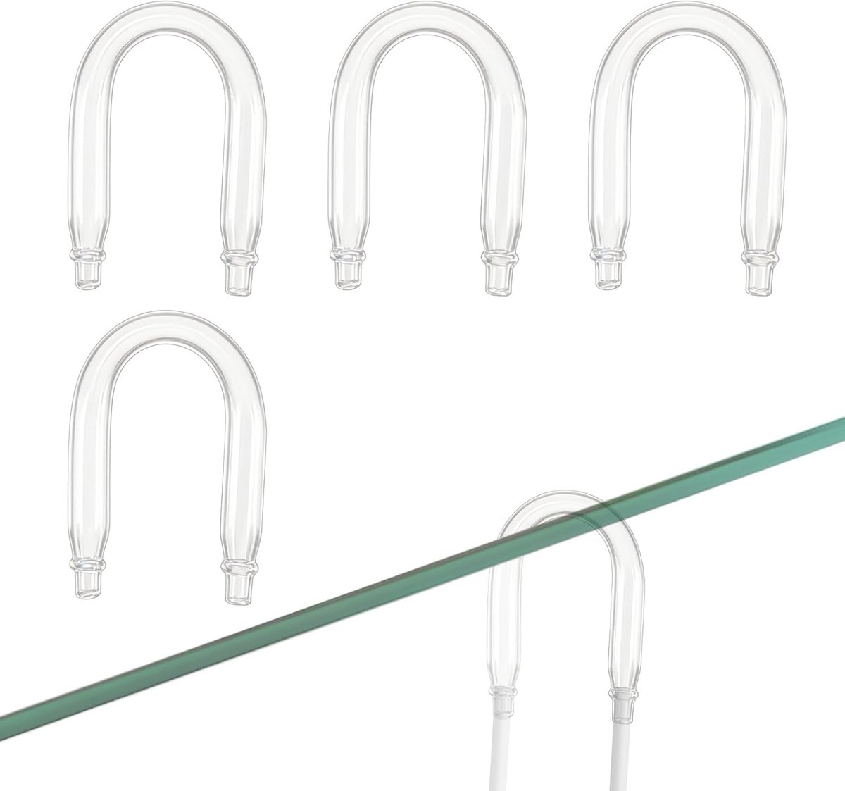 4-delige aquarium-glazen U-buisverbindingsset, U-vorm, knikbestendig design, CO2-diffusorbuizen, compatibel met 4 mm - ShopVlot
